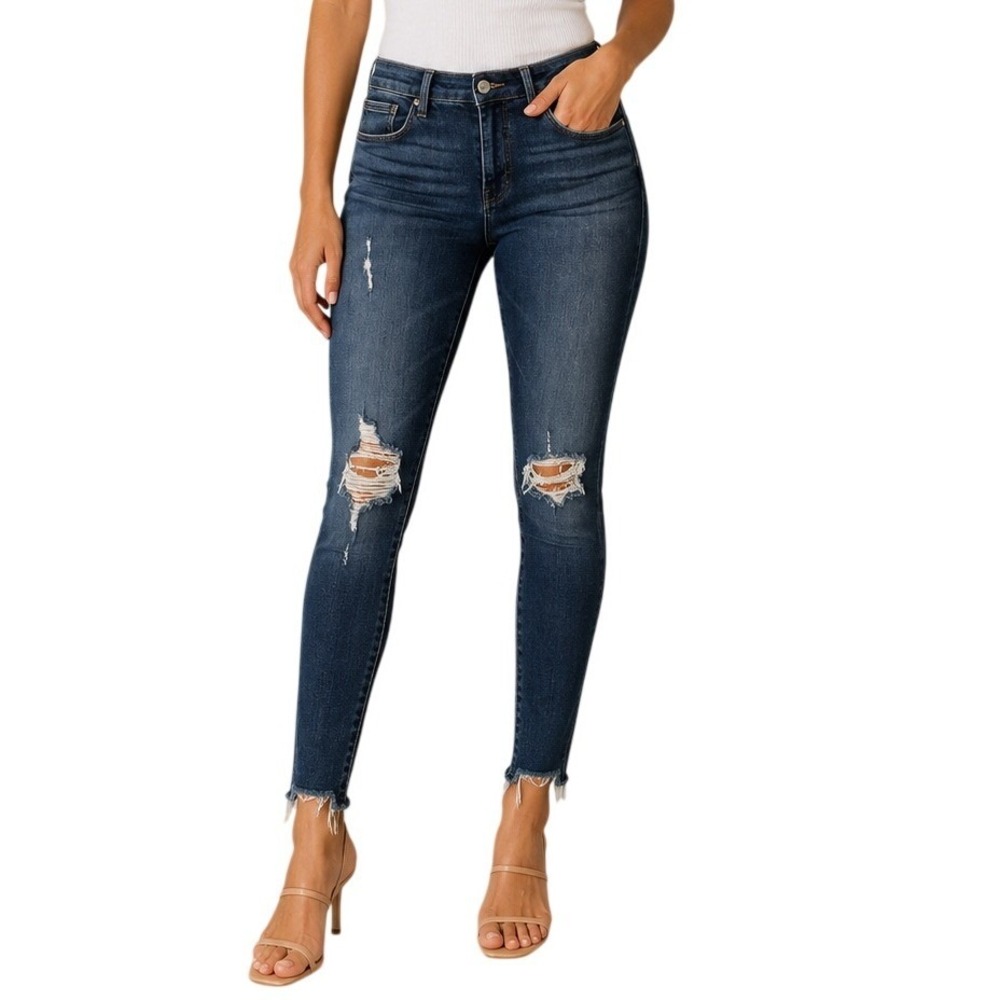Good American Dark Wash Good Legs Skinny Jeans Distressed Women's 8/29